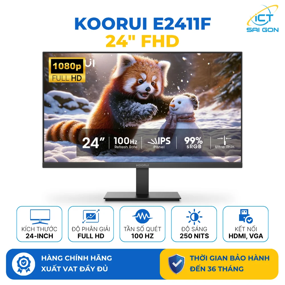 Màn hình FHD Koorui E2411F 24 Inch Tấm nền IPS 100Hz 6ms 250nits Kết nối HDMI