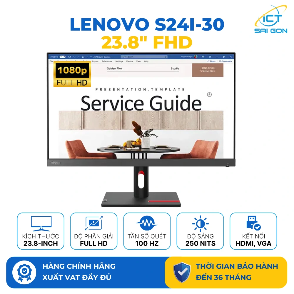 Màn hình Lenovo ThinkVision S24i-30 23.8 inch IPS / 100Hz / 4ms / 250 nits