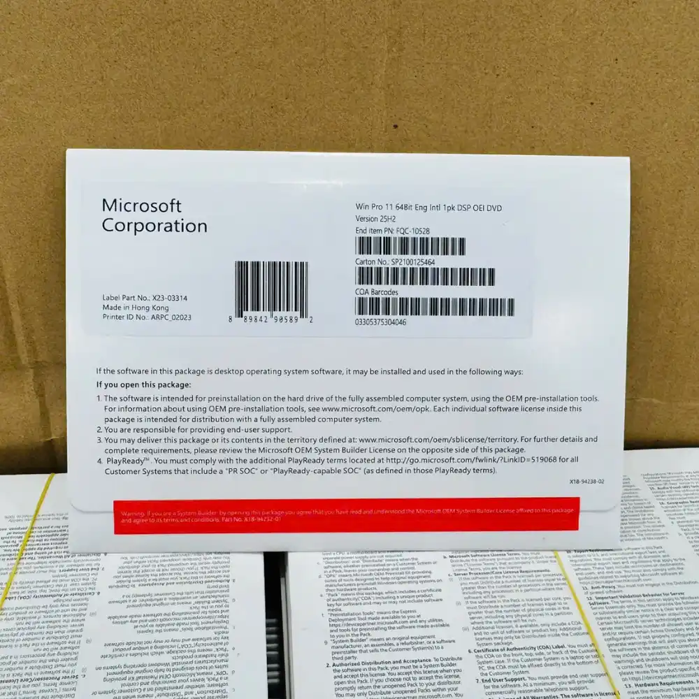 Phần mềm Microsoft Windows 11 Pro 64-bit Eng Intl 1pk DSP OEI DVD FQC-10528 (Nhập khẩu)