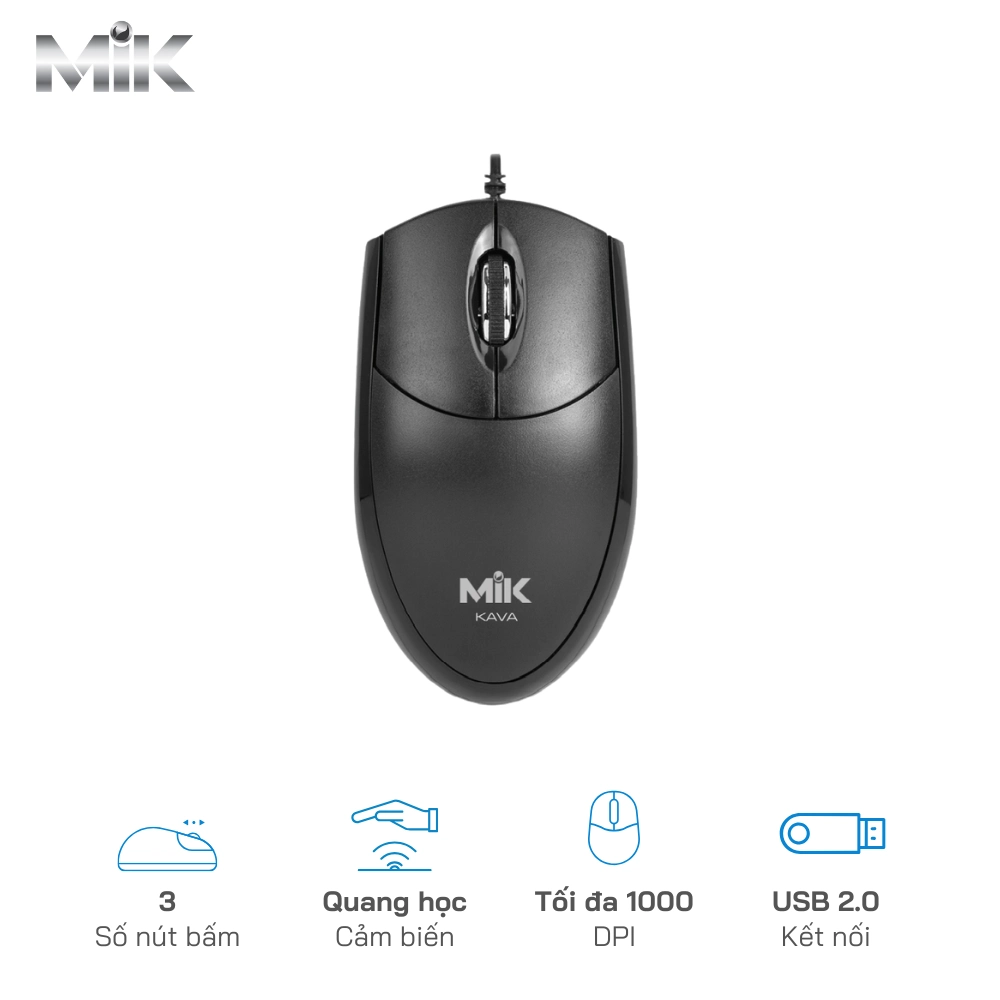 Chuột máy tính MIK KAVA có dây kết nối USB