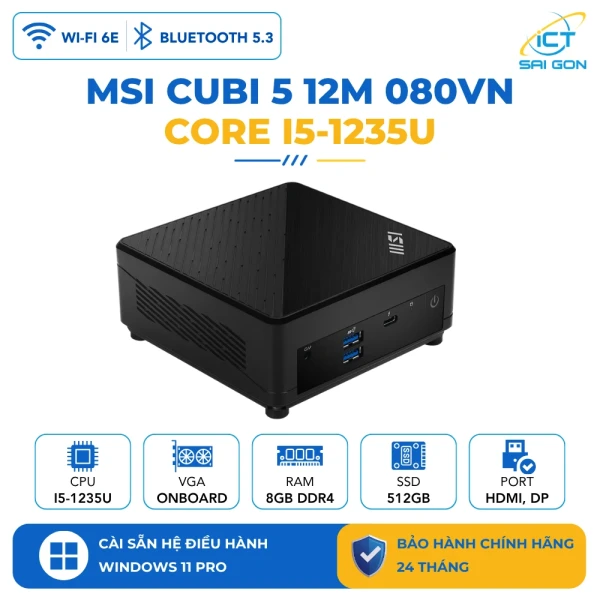 Máy bộ Mini PC MSI CUBI 5 12M I5-1235U/ RAM 8GB/ SSD 512GB (CUBI512M-080VN)