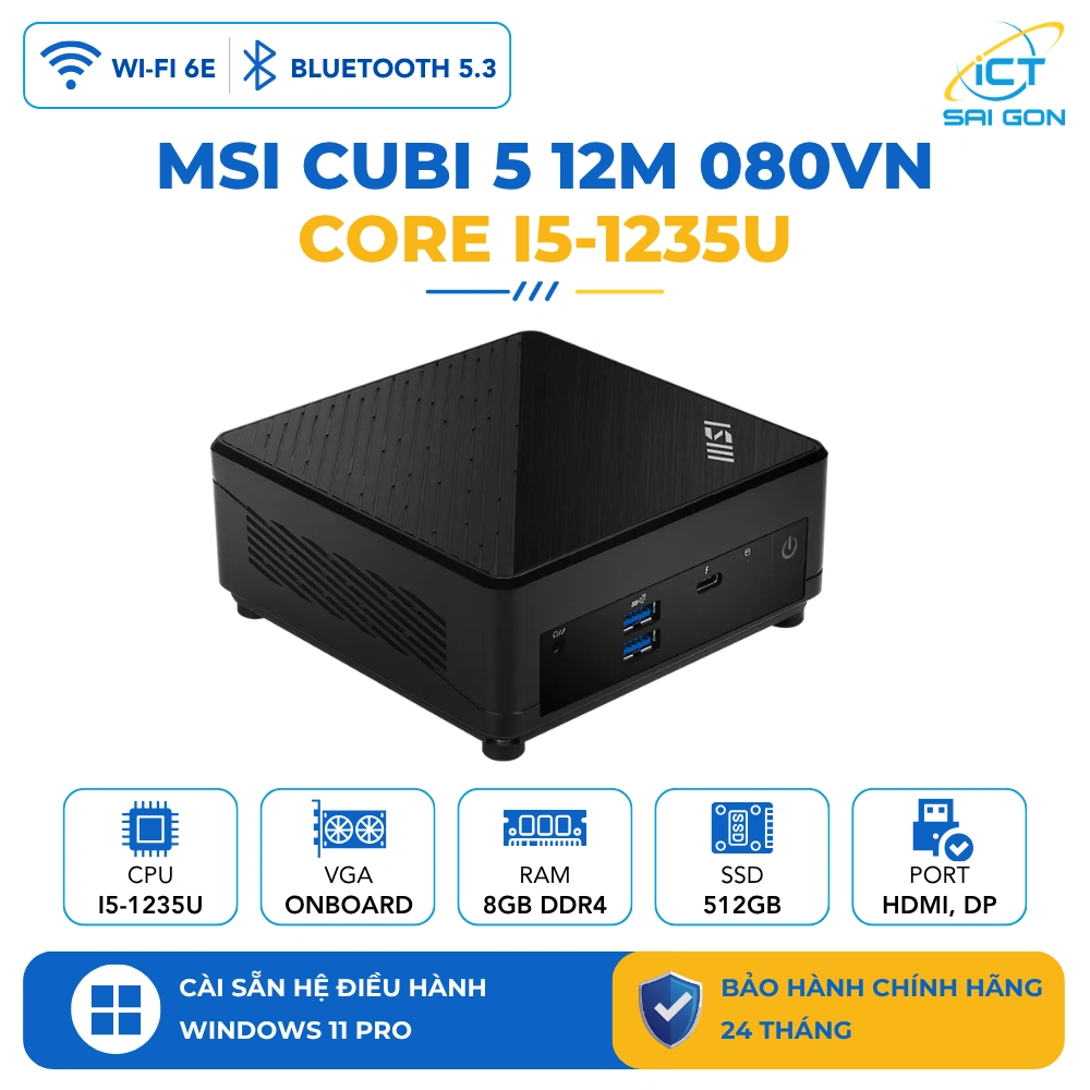 Máy bộ Mini PC MSI CUBI 5 12M I5-1235U/ RAM 8GB/ SSD 512GB (CUBI512M-080VN)