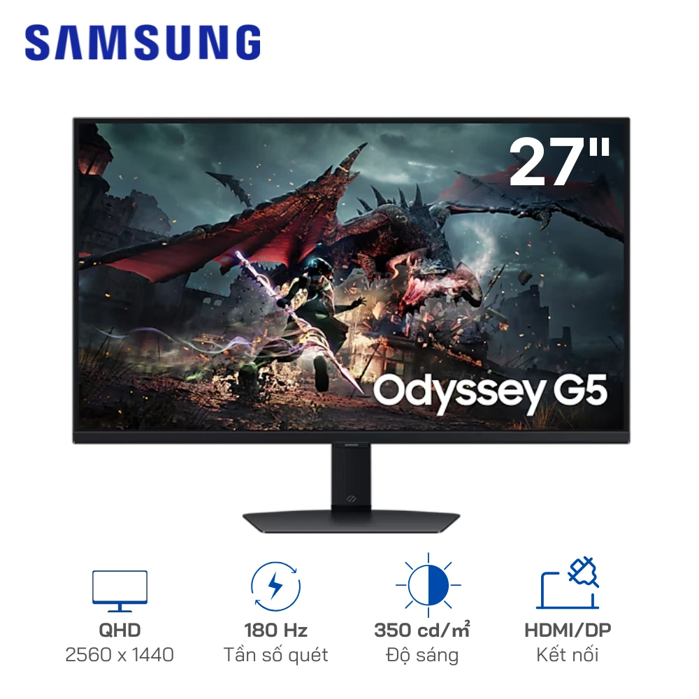 Màn hình Gaming Samsung Odyssey G5 G50D 27 inch 2K, IPS, 180Hz LS27DG502EEXXV