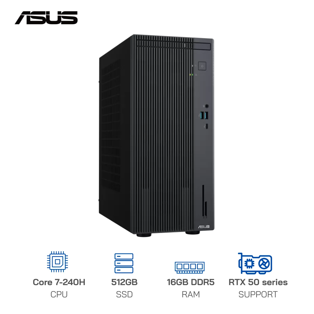 Máy Tính Để Bàn ASUS P500MV Core 7-240H/16GD5/512G-SSD/WiFi 6/KB&M/W11H (P500MV-07240H005W)