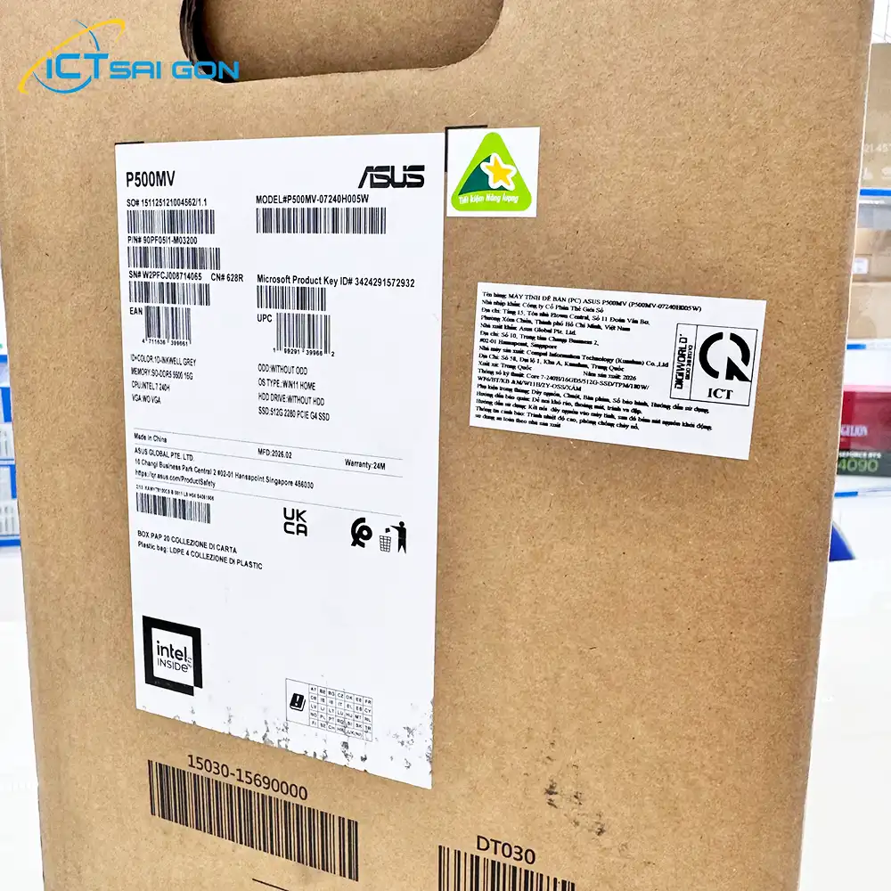 Máy Tính Để Bàn ASUS P500MV Core 7-240H/16GD5/512G-SSD/WiFi 6/KB&M/W11H (P500MV-07240H005W)