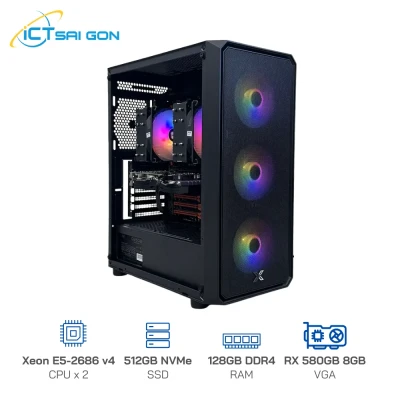Máy tính giả lập Nox player, LDplayer 2 x Xeon E5-2686 V4, Ram 32GB, SSD 512GB, VGA 8GB, Win 10