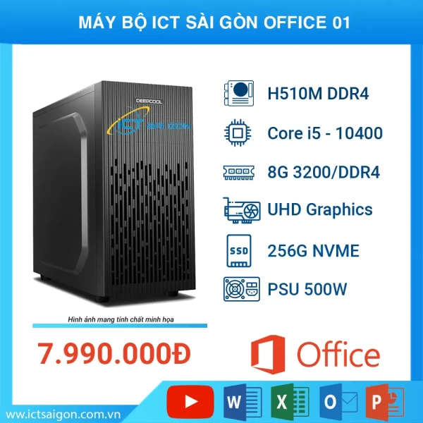 Máy Bộ Vi Tính ICT Office ICTO01 Core I5-10400, Ram 8GB, SSD 256GB