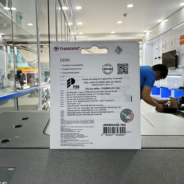 RAM Laptop Transcend 16GB DDR5 4800MHz (JM4800ASE-16G)