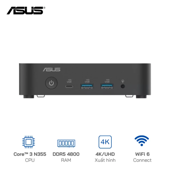 Asus NUC 14 Essential RNUC14MNK3500000 Core3 N355 (8 nhân/ 8 luồng), Ram DDR5/ PCIe® 3.0, Wi-Fi 6 HDMI, Displayport