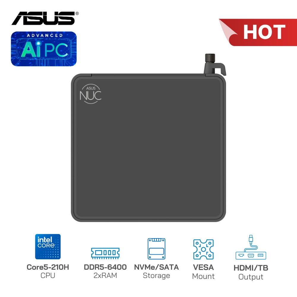 Asus NUC 15 Pro Tall RNUC15CRHC500000I Core5-210H/RAM DDR5-6400/SSD NVMe/Xuất hình: HDMI/Thunderbolt