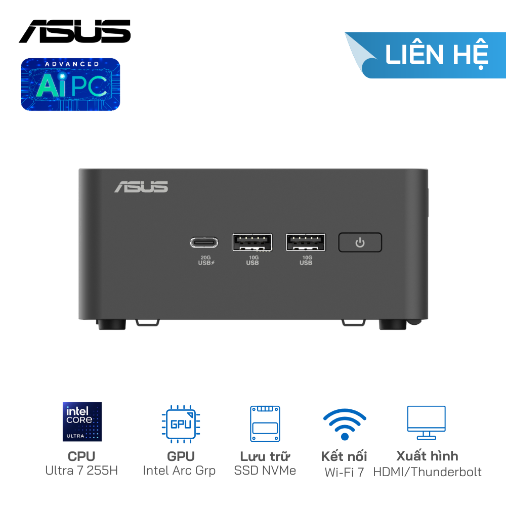 Asus NUC 15 Pro Tall RNUC15CRHU700000I U5-225H/SSD NVMe/WiFi 7/Kết nối 4 màn hình 4K (Barebone)