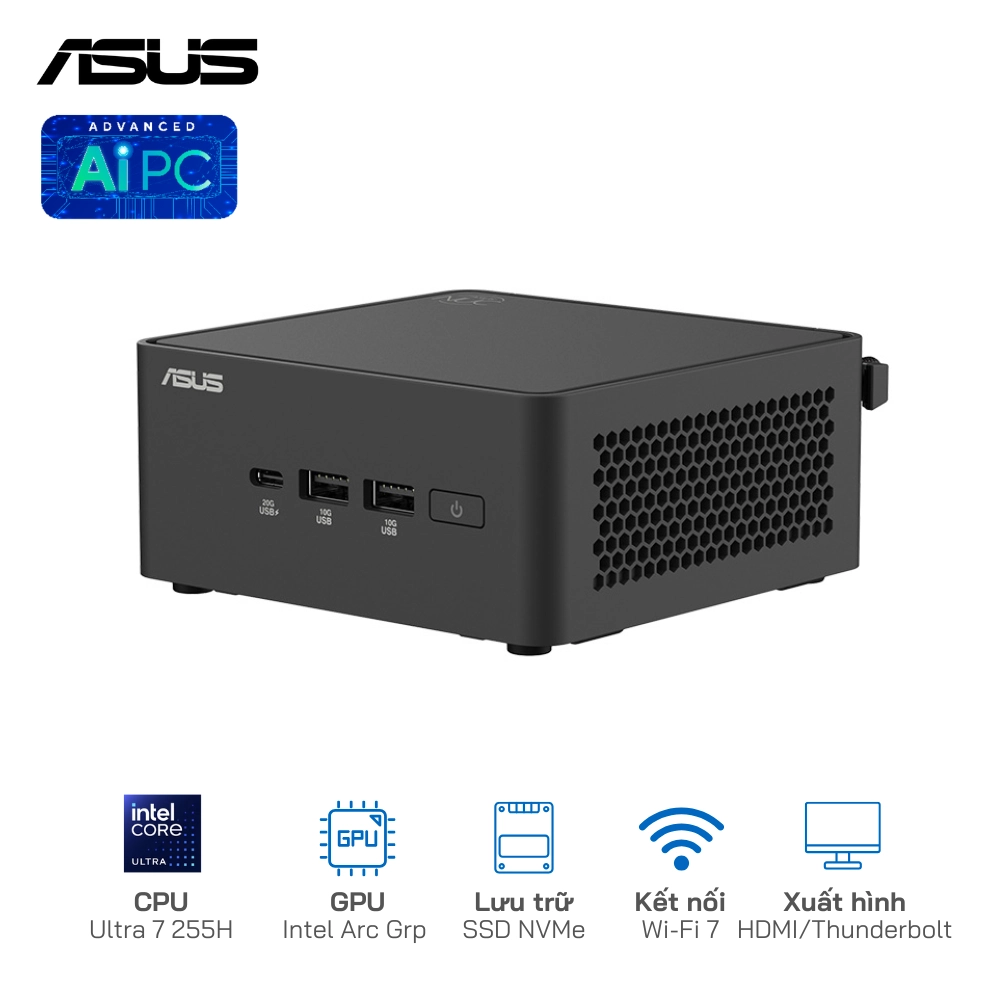 Asus NUC 15 Pro Tall RNUC15CRHU700000I U5-225H/SSD NVMe/WiFi 7/Kết nối 4 màn hình 4K (Barebone)