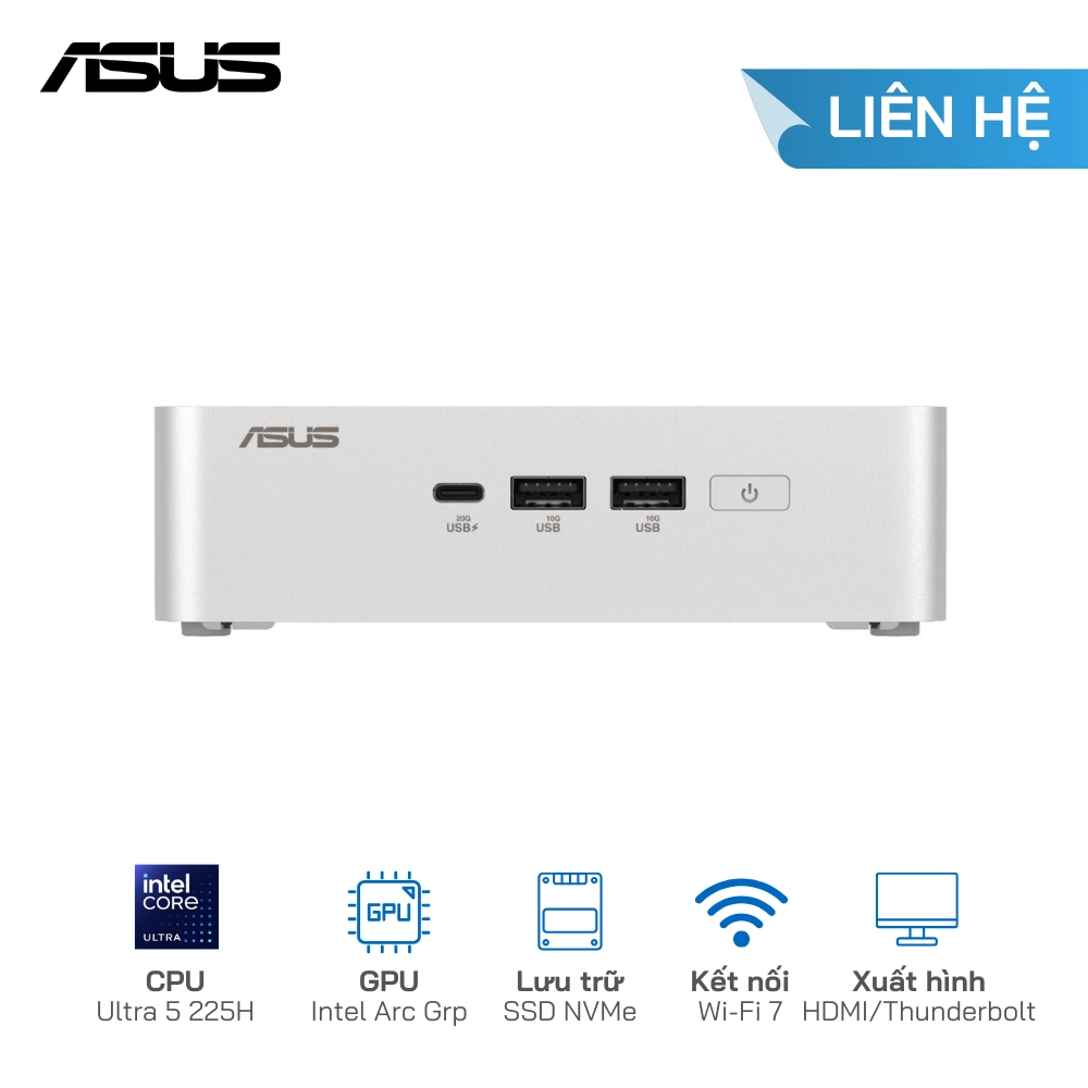 Asus NUC 15 Pro Plus Slim RNUC15CRSU500000I U5-225H/SSD NVMe/WiFi 7/Kết nối 4 màn hình 4K(Barebone)