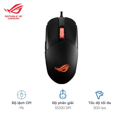 Chuột gaming RGB ROG Strix Impact III Kết nối USB 2.0 / Độ phân giải 12000 DPI / Độ lệch 1%
