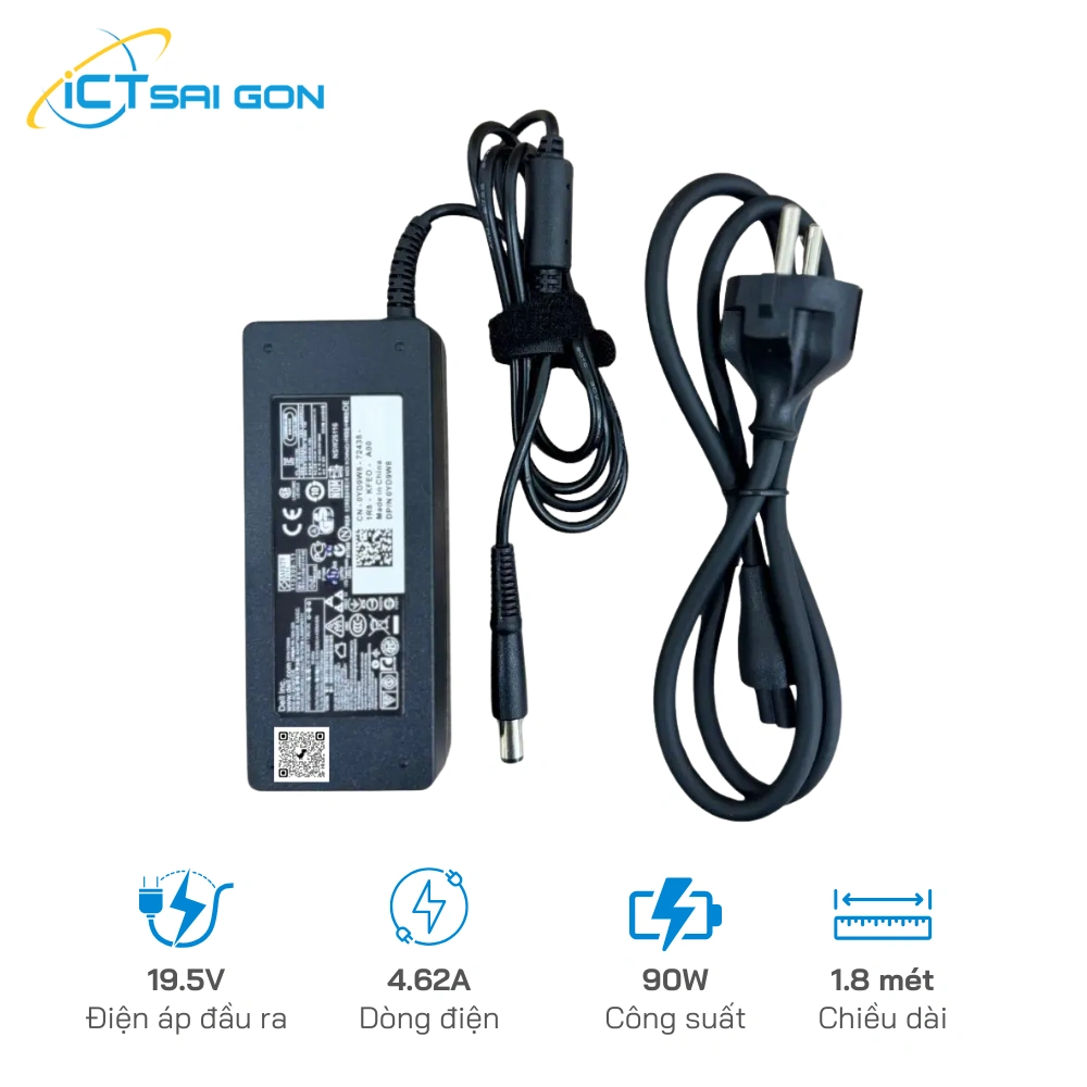 Sạc Dell 90W Kim to 19.5V-4.62A, Giá Rẻ, hàng zin linh kiện Loại 1