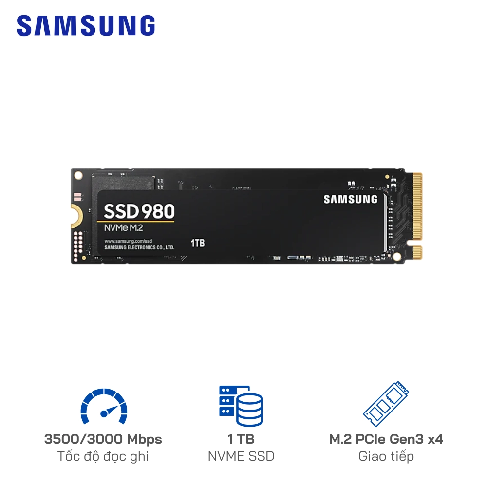 Ổ Cứng SSD Samsung 980 PCIe NVMe V-NAND M.2 2280 1TB MZ-V8V1T0BW
