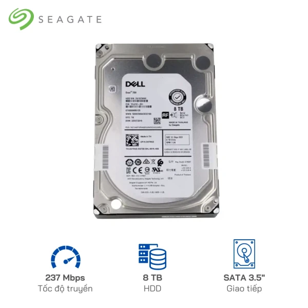 Ô cứng Seagate Dell 8TB 7200 RPM 12Gbps SED 3.5-Inch Serial Attached SAS Hard Drive (hot-swap tray included)