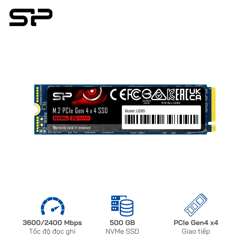 SSD NVMe Gen4 500GB Silicon Power UD85 R/W: 3600/2400 (SP500GBP44UD8505)