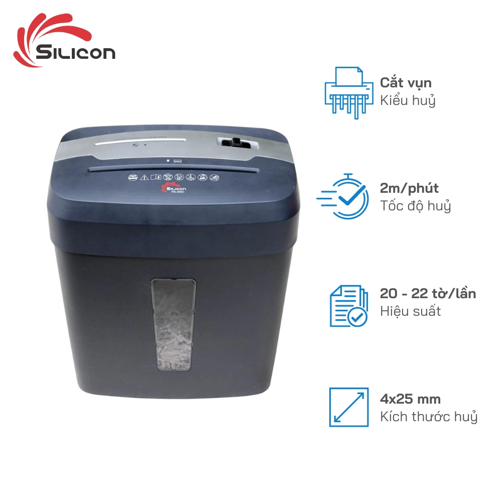 Máy hủy tài liệu Silicon PS-200C Giá Rẻ