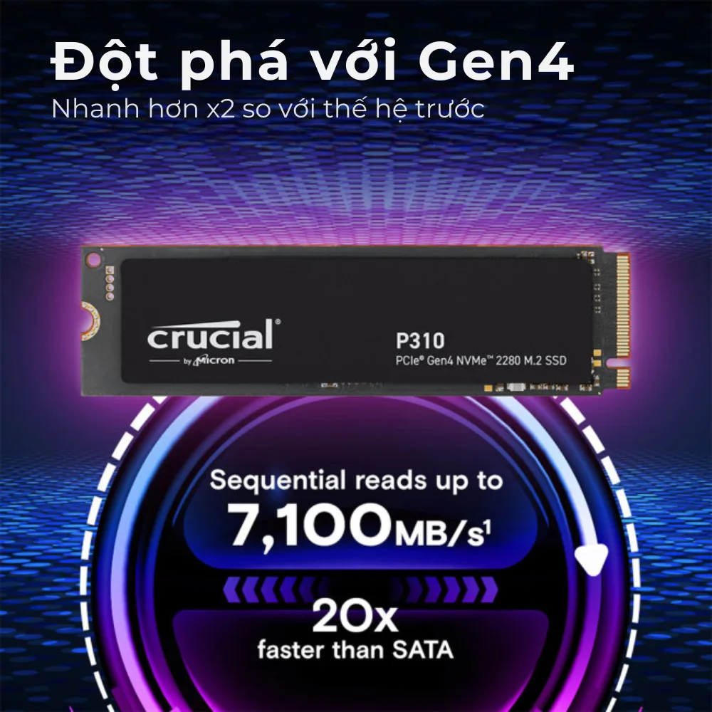 Ổ cứng SSD Crucial P310 2TB M.2 PCIe Gen 4 x4 NVMe (R/W: 7100/6000 Mbps)