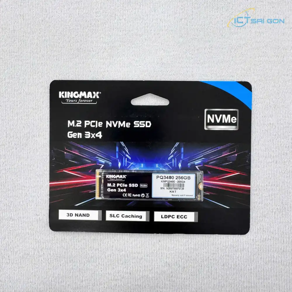 Ổ cứng SSD NVMe Kingmax Zeus PQ3480 256GB M.2 2280 PCIe Gen3 x4 | R/W:2250/1200 Mbps
