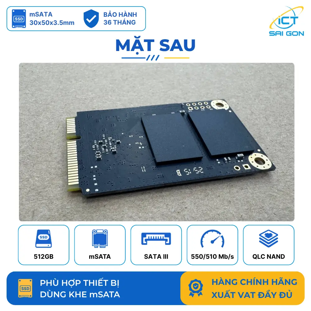 Ổ cứng SSD mSATA SSTC E100 512GB SATA III 550/510MB/s QLC NAND