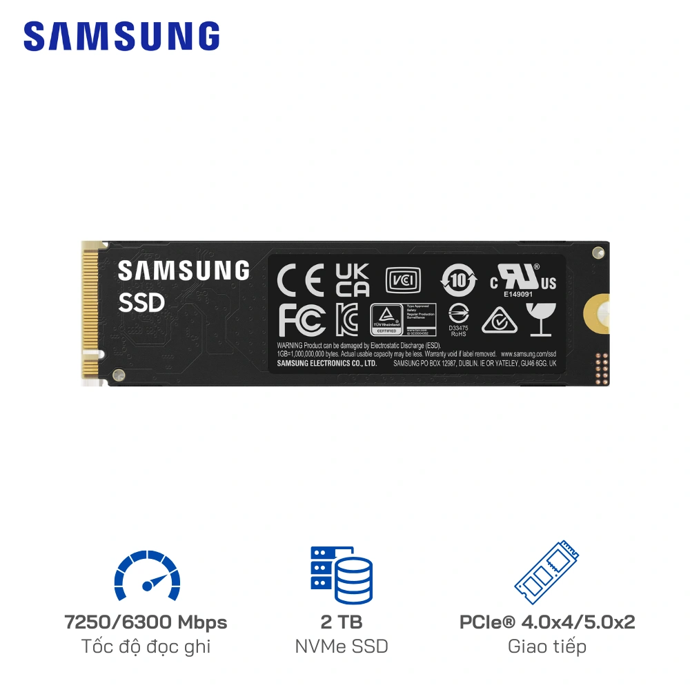 Ổ cứng SSD M2-PCIe 2TB Samsung 990 EVO Plus NVMe | R/W: 7250/6300 Mbps