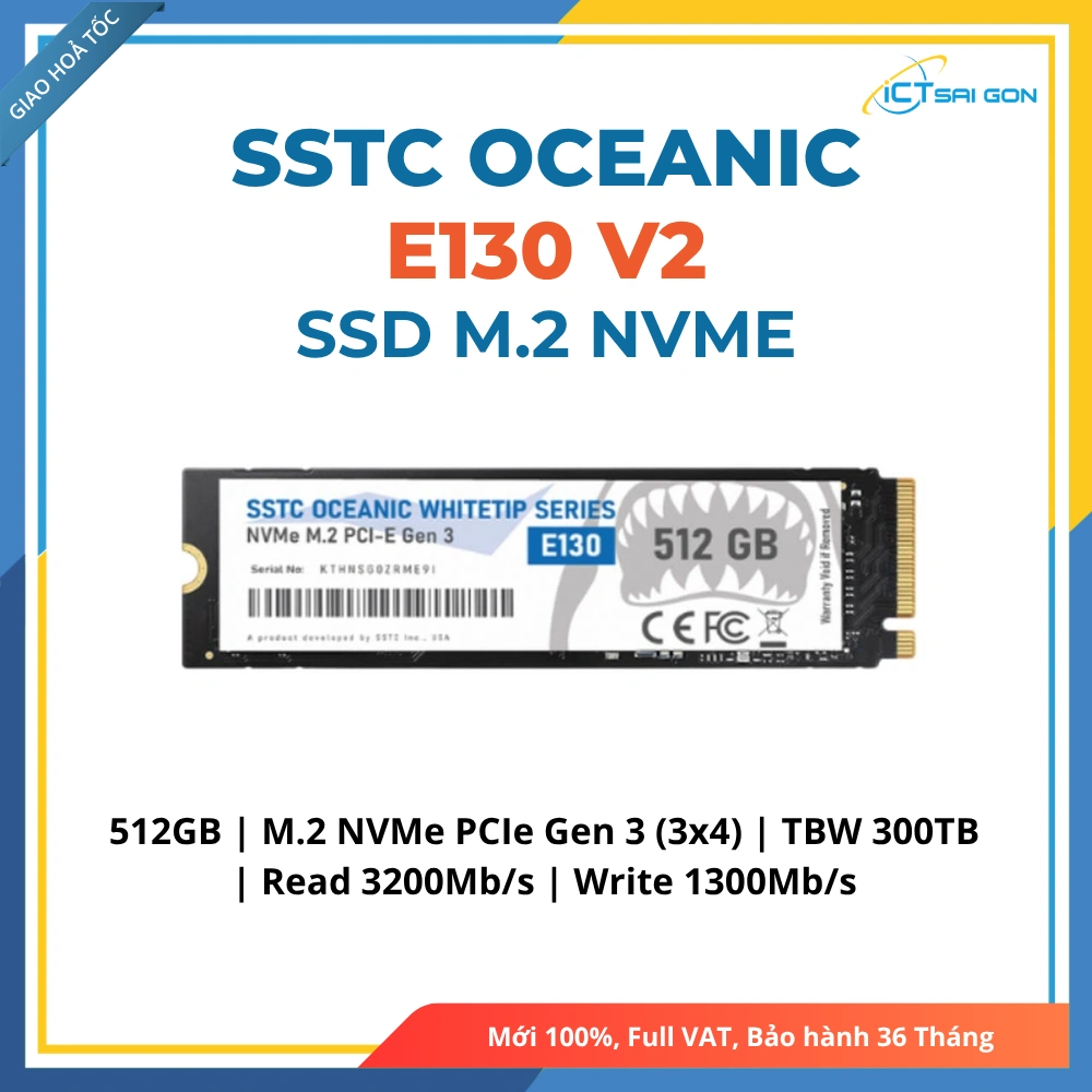 Ổ cứng SSD SSTC Oceanic WhiteIP E130 V2 512GB (Gen 3) | R/W: 3200/1300 Mbps