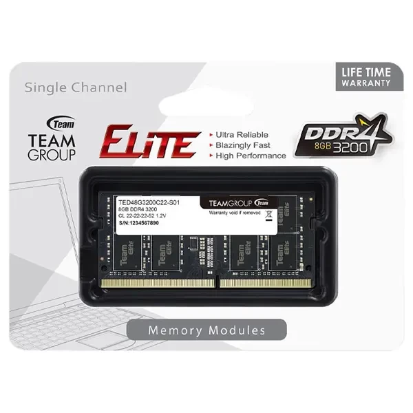 Ram laptop Team Group Elite 8GB, 16GB DDR4 bus 3200Mhz