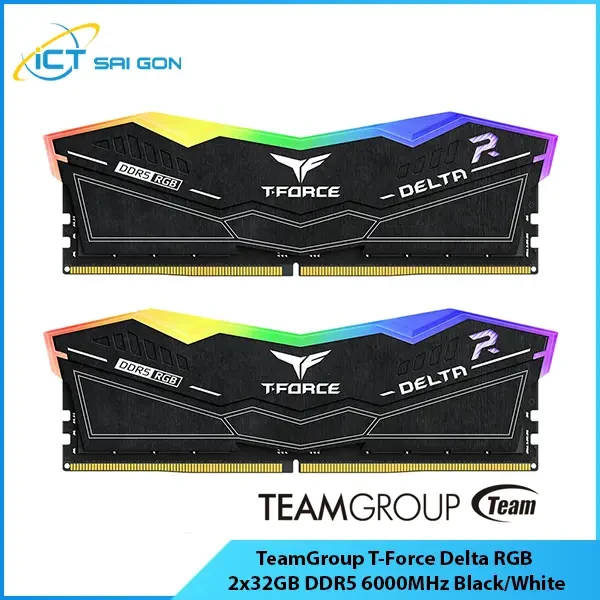 Ram Desktop TeamGroup T-Force Delta RGB 2x32GB DDR5 6000MHz Black/White