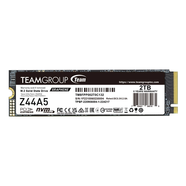 Ổ cứng SSD TeamGroup 2TB Z44A5  PCIe Gen4 x 4 NVME - Tốc độ 5000/4500 MB