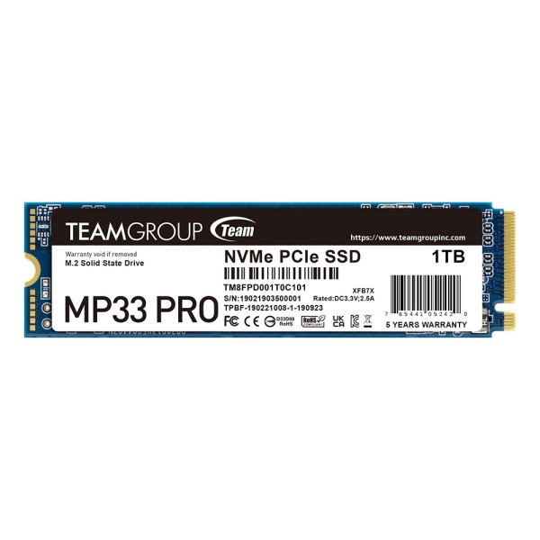 Ổ cứng SSD TeamGroup 1TB MP33 Pro PCIe Gen3 x 4 (2400 MB/s - 2100 MB/s)