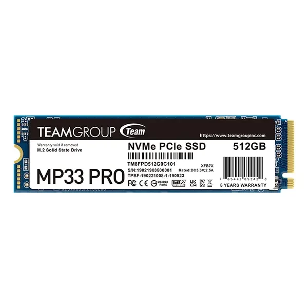 Ổ cứng SSD TeamGroup 512G MP33 Pro PCIe Gen3 x 4 (2400 MB/s - 2100 MB/s)