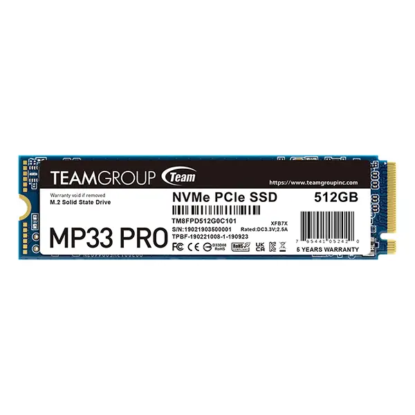 Ổ cứng SSD TeamGroup 512G MP33 Pro PCIe Gen3 x 4 (2400 MB/s - 2100 MB/s)