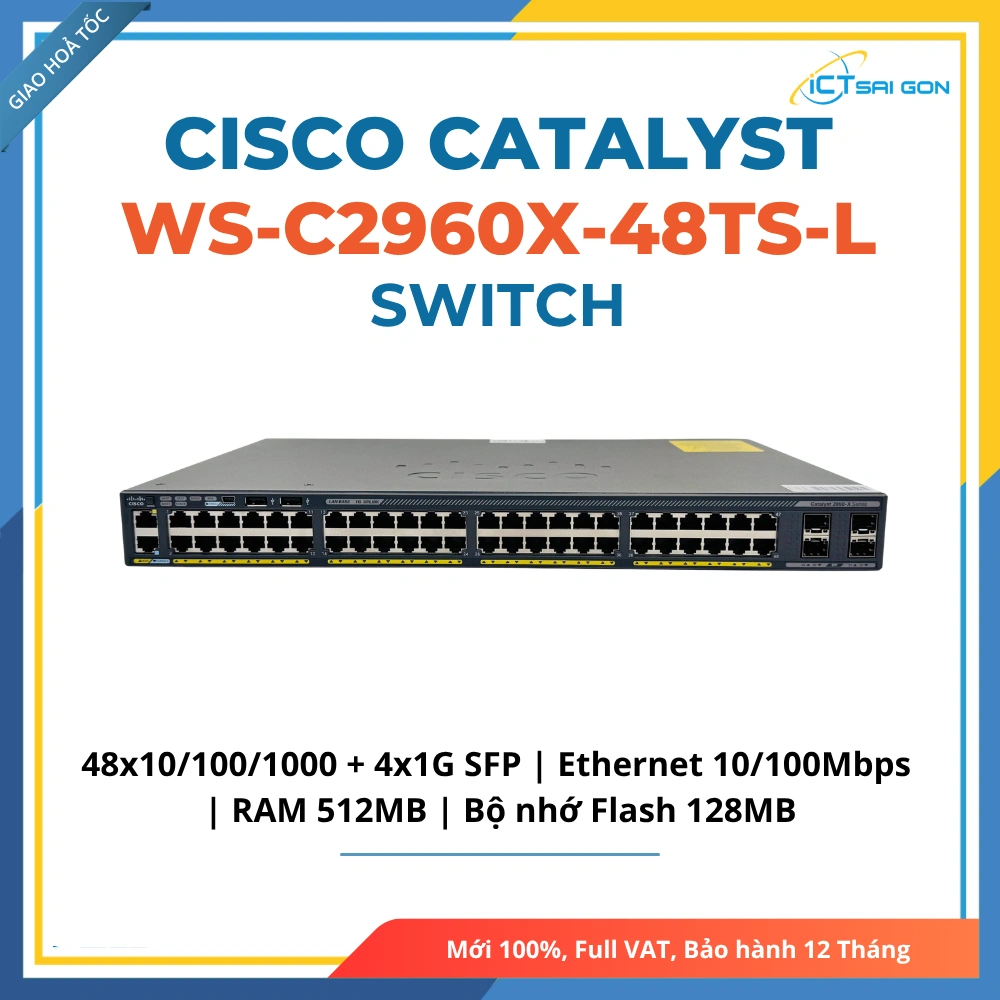 Switch Cisco-WS-C2960X-48TS-L V05 | 48 port 10/100/1000 + 4 port 1G SFP