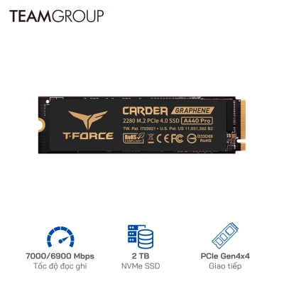Ổ cứng SSD TeamGroup 2TB CARDEA A440 PCIe Gen4 x4  tốc độ 7,000/6,900 MB/s