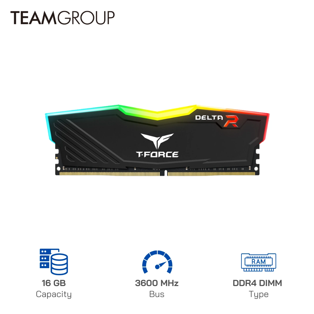 Ram TeamGroup T-Force Delta RGB 16GB DDR4 3600MHz Black/White