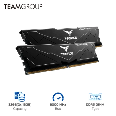 Ram Desktop TeamGroup T-Force Vulcan 16GB DDR5 6000Mhz Black
