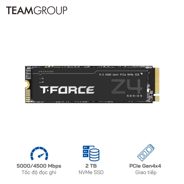 Ổ cứng SSD TeamGroup 2TB Z44A5  PCIe Gen4 x 4 NVME - Tốc độ 5000/4500 MB