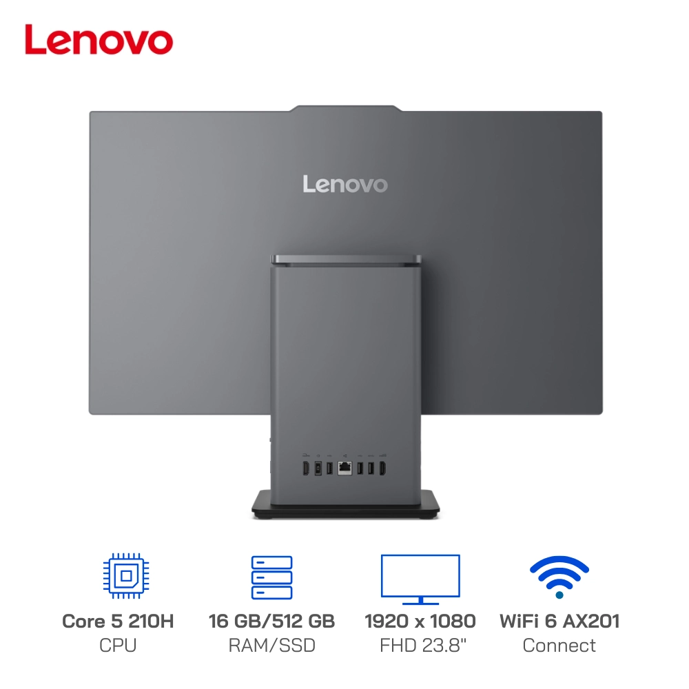 Máy tính để bàn ThinkCentre Neo 50a 24 Gen5 AIO 12SC00BYVA / Intel Core 5 210H (4.8GHZ) / 1 x 16GB RAM / 512GB SSD