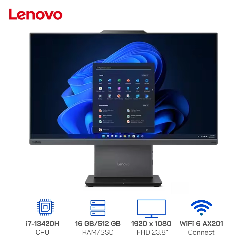 PC Lenovo ThinkCentre Neo 50a 24 Gen5 AIO, Core i5-13420H, Ram 16GB, SSD 512GB, Màn hình 23.8 inch FHD, 12SC0025VA