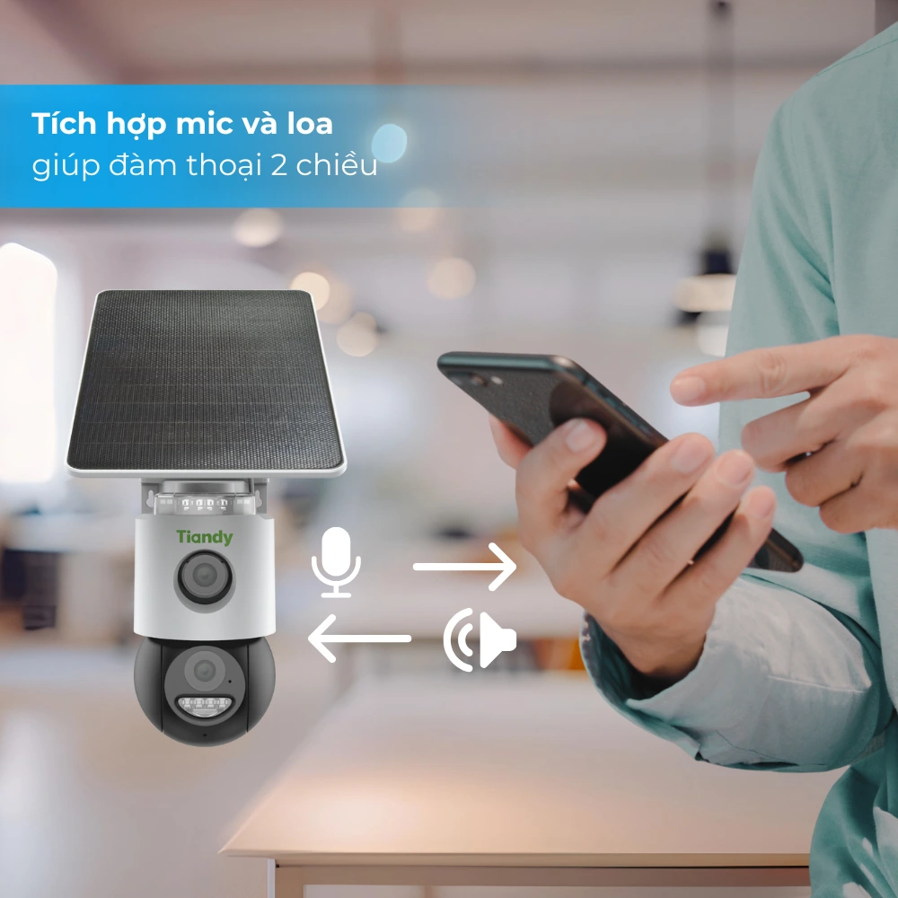 Camera 4G Tiandy TC-H363U - Ghi hình 2K/Pin NLMT/Quay 360/Đàm thoại 2 chiều