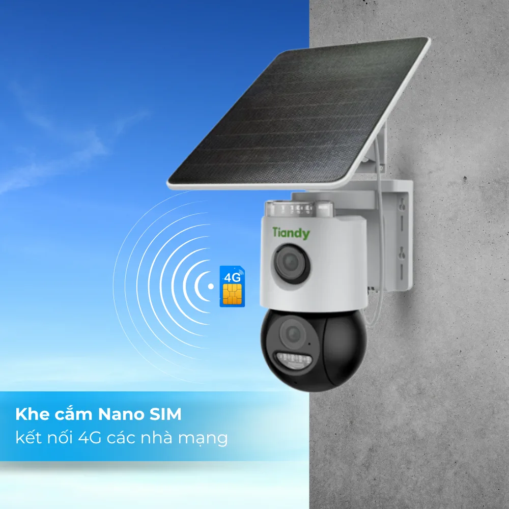 Camera 4G Tiandy TC-H363U - Ghi hình 2K/Pin NLMT/Quay 360/Đàm thoại 2 chiều
