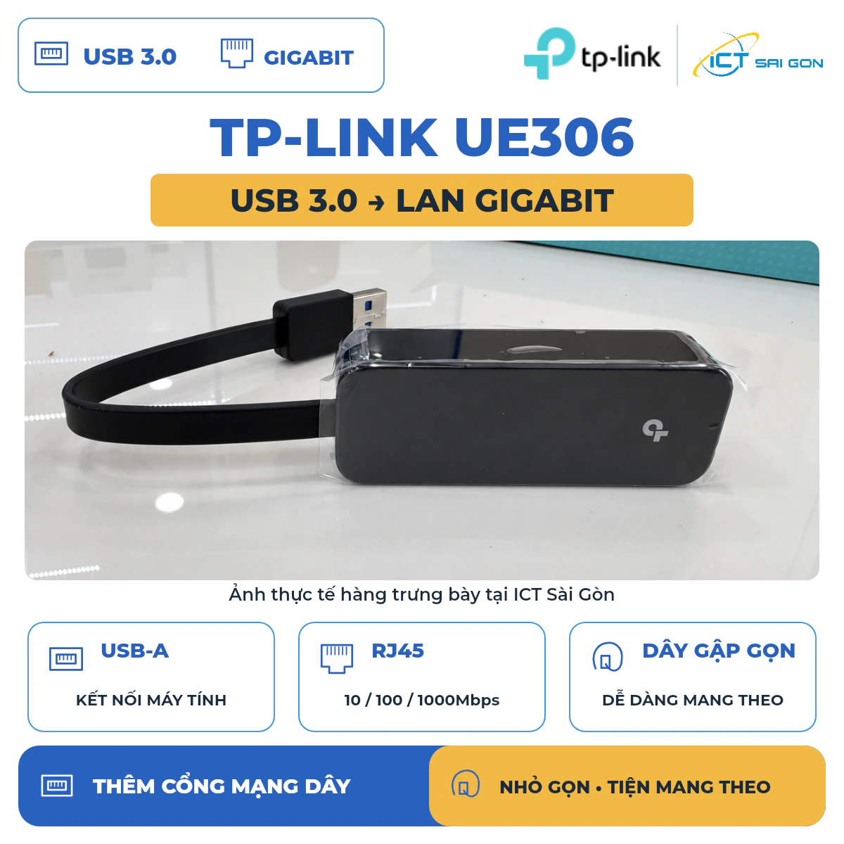 TP-Link UE306 – Bộ chuyển đổi USB 3.0 sang LAN Gigabit 1000Mbps