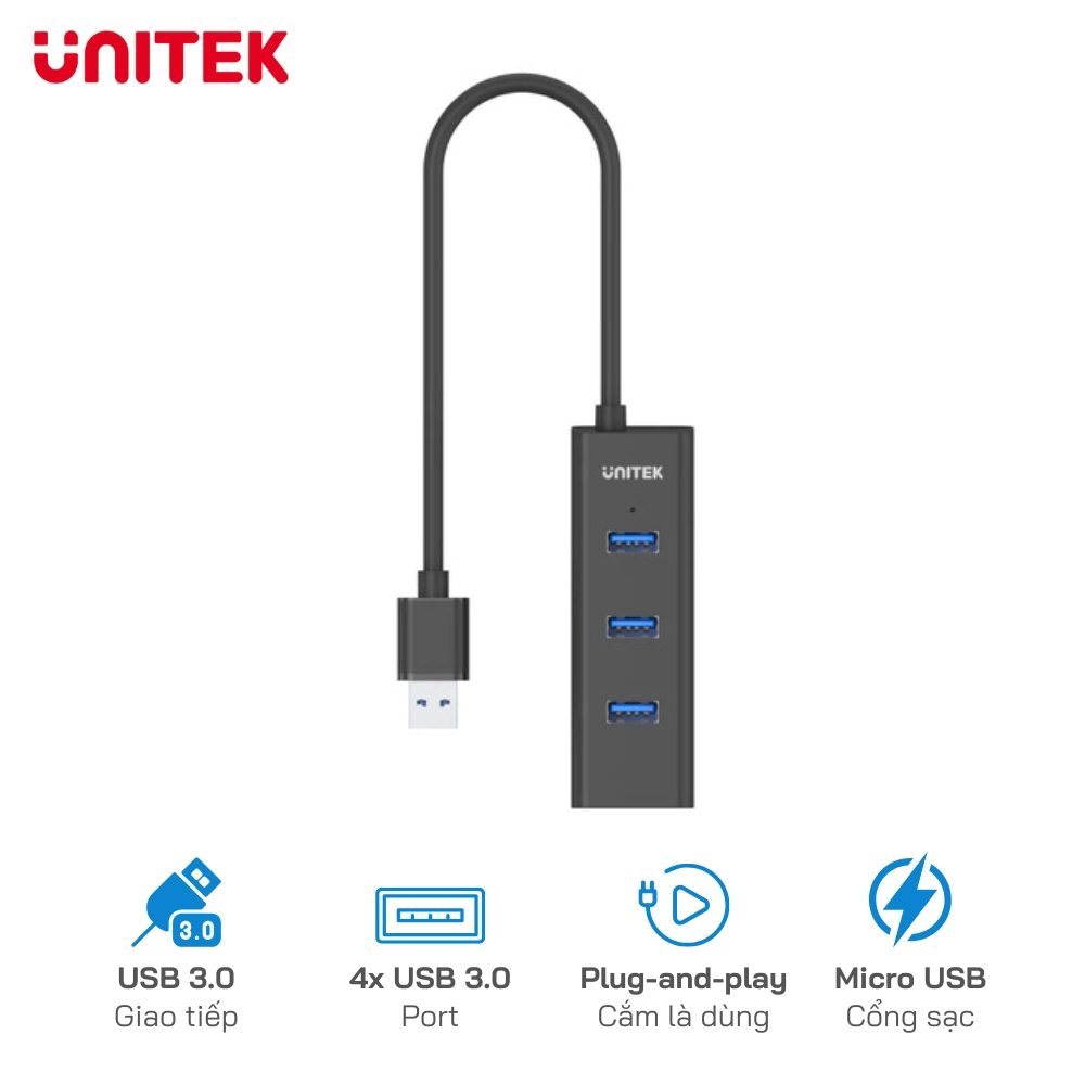 Bộ chia/ Hub USB 3.0 4 Ports UNITEK Y-3089