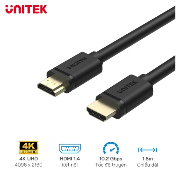Cáp HDMI Unitek Y-C137M Hỗ trợ 4K/60p (1.5m)