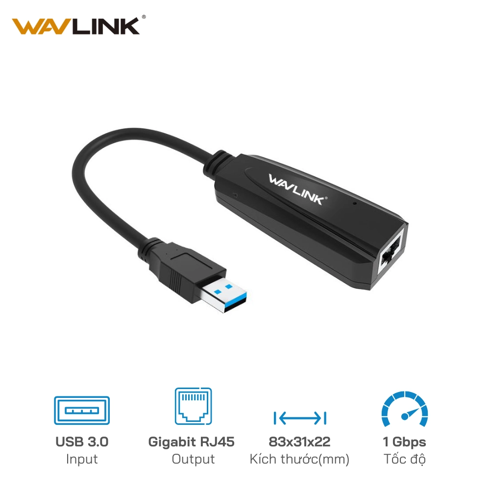 Cáp USB  to Lan WAVLINK WS-NWU 326G 3.0 1G