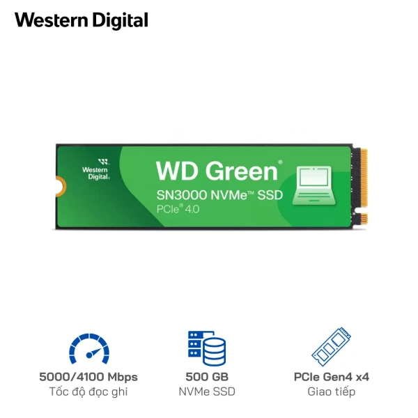 SSD NVMe Gen4 500GB WD Green SN3000 5000/4100 (WDS500G4G0E)
