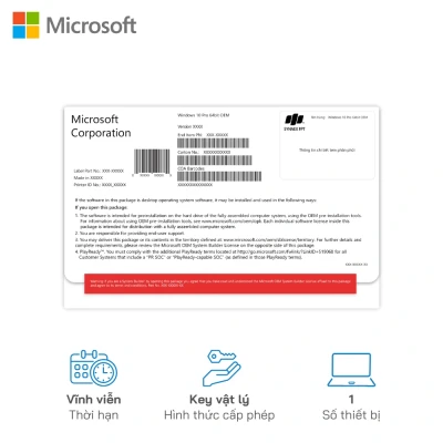 Phần Mềm Windows 10 Pro 64-bit OEM (FPT) - Key vật lý
