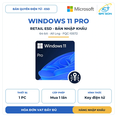 Windows 11 Pro 64-bit All Lng PK Lic Online DwnLd NR Retail Online ESD – Bản nhập khẩu có hợp đồng – FQC-10572